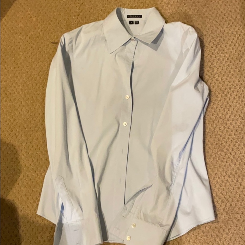 Theory Light blue long sleeve blouse - Picture 2 of 3